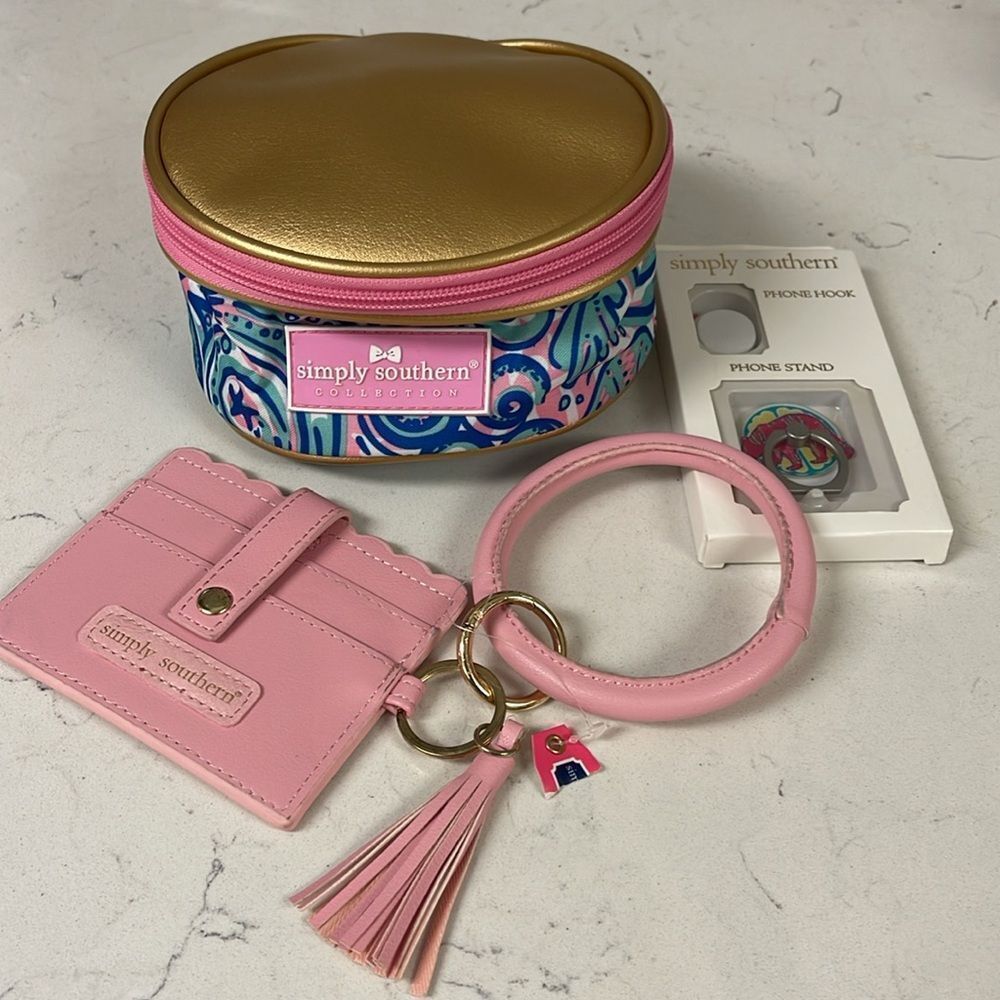 Simply Southern Key Chain & Jewelry Pouch & Phone Hook & Stand BEAR NIB